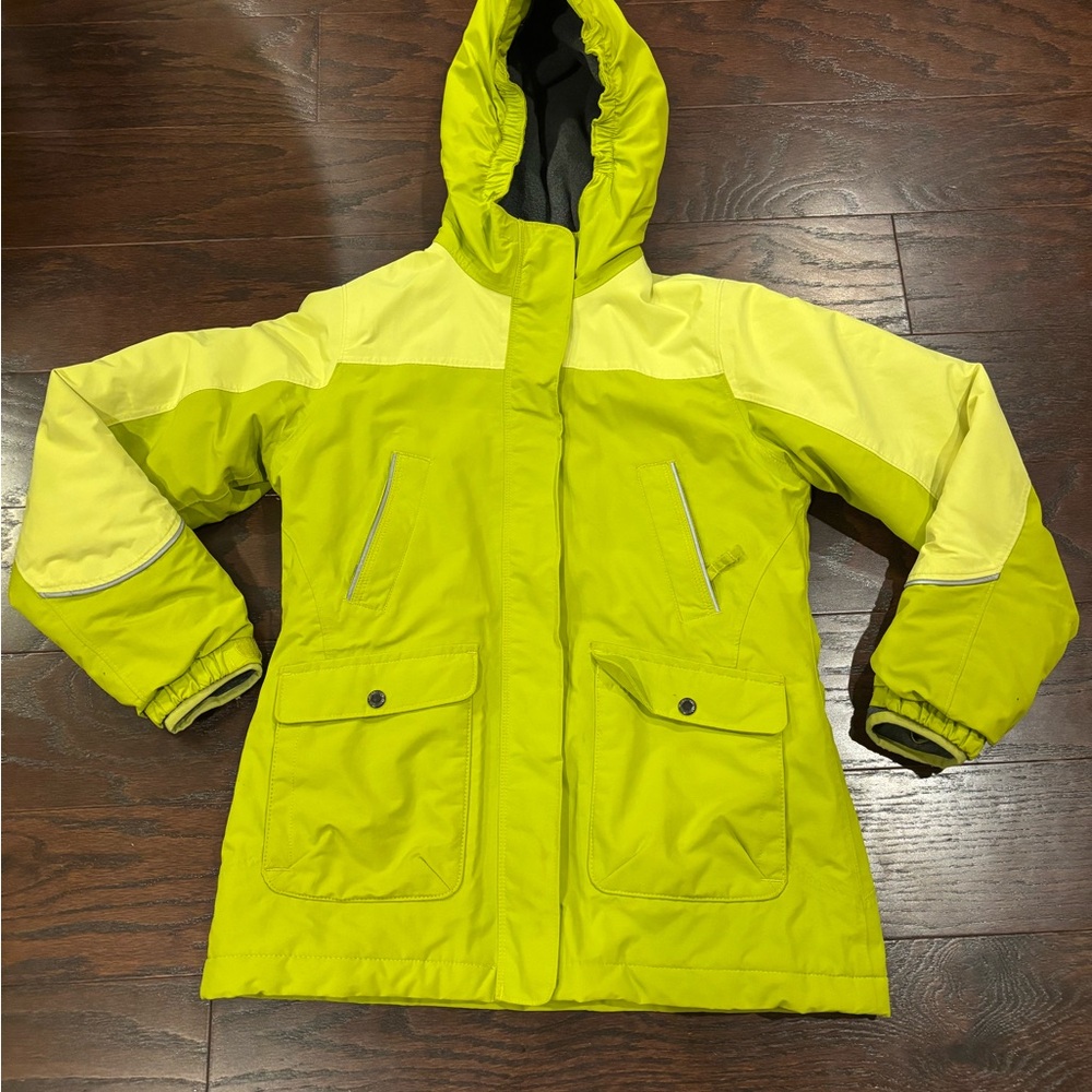 Lands' End Bright Yellow/Green Hooded Winter Jacket